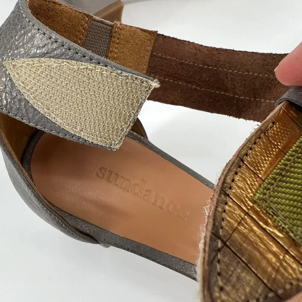Sundance Twilight Zephyr Sandal EU 37 US 6.5-7 Ankle Strap Metallic Leather Heel